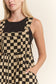 CHECKERED WIDE LEG OVERALLS
