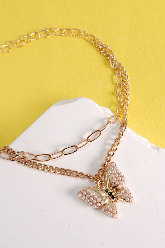 Pearl Butterfly Charm Bracelet