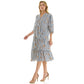 STRIPE FLORAL PEASANT MIDI DRESS