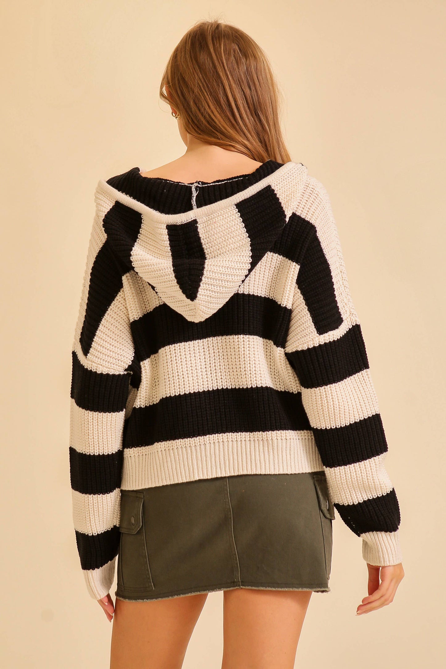 Zip Up Cable Knit Hoodie