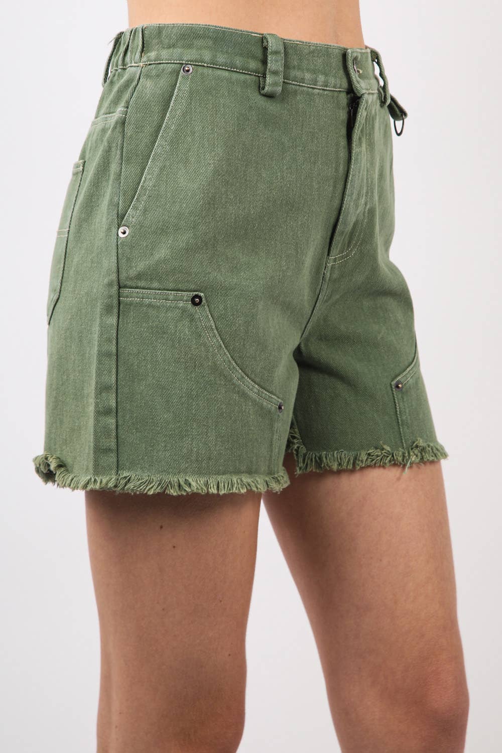 Washed Denim Shorts with Raw Edge Detail