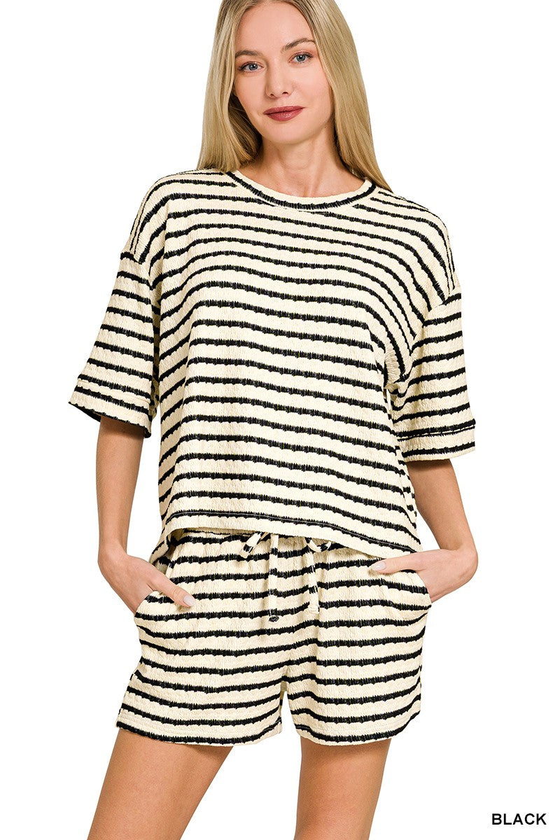 Striped Short Sleeve Tee & Shorts Set
