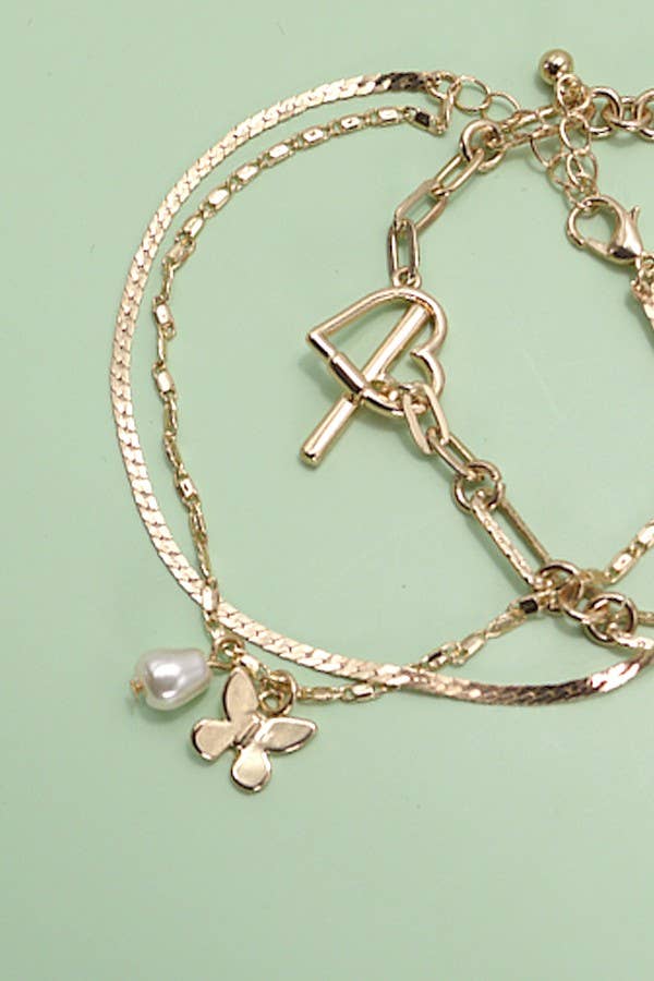 Multi-Layer Butterfly Heart Bracelet
