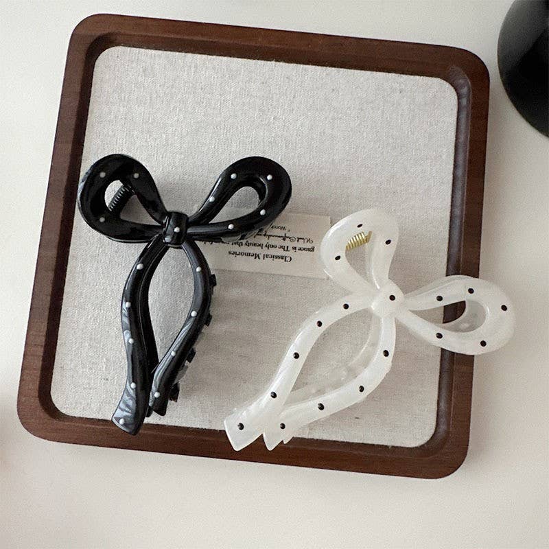 Polka Dot Bow Hair Claw Clips