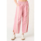 SPORTY STRIPE NYLON PULL ON BARREL LEG PANTS
