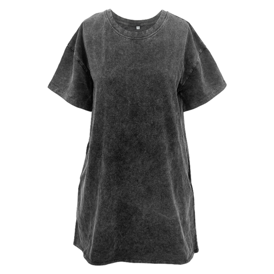 Black Wash Tee Shirt Dress With Pockets