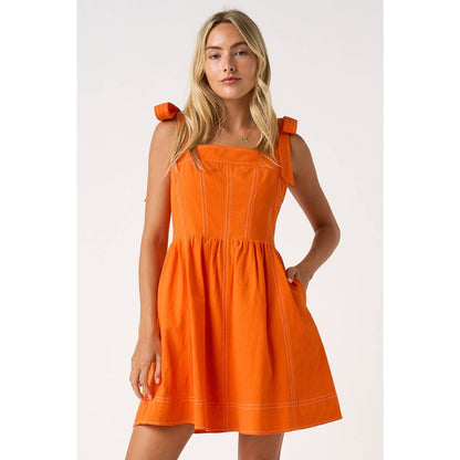 Stitch Tie Shoulder Mini Dress