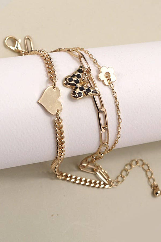 Multi-Layer Butterfly Heart Bracelet