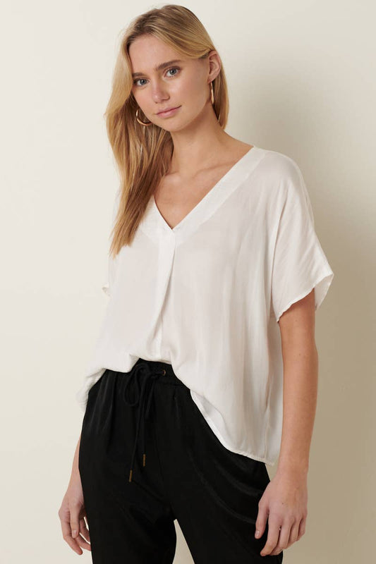 White V Neck Blouse