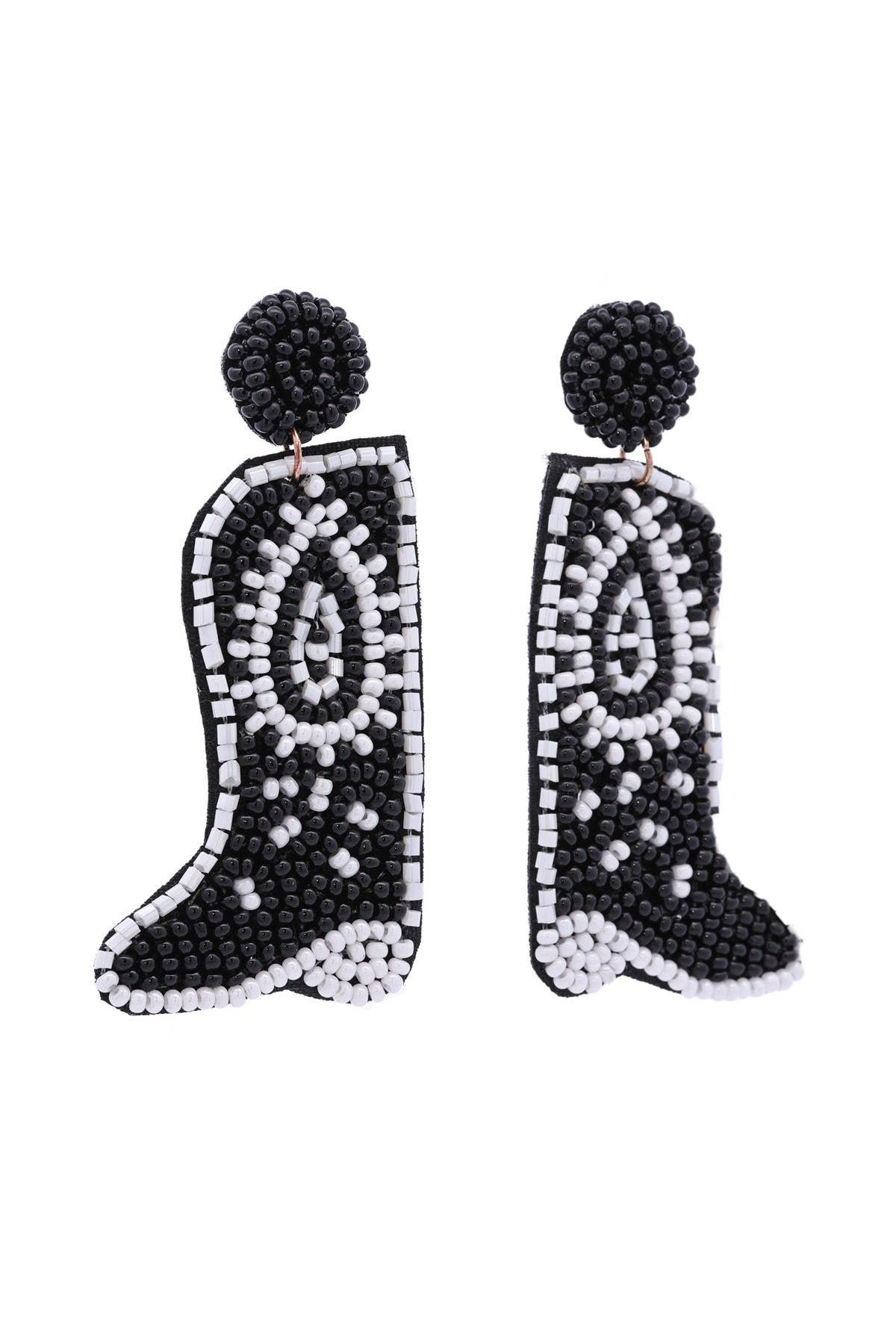 Western Cowboy Boots Beaded Drop Earrings