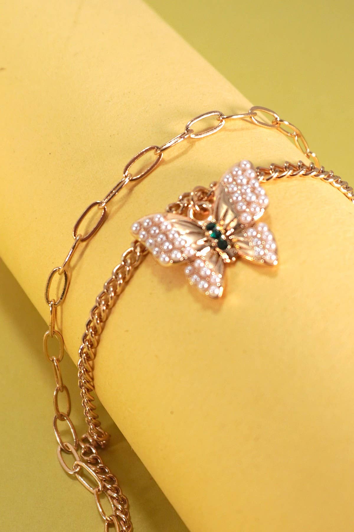 Pearl Butterfly Charm Bracelet
