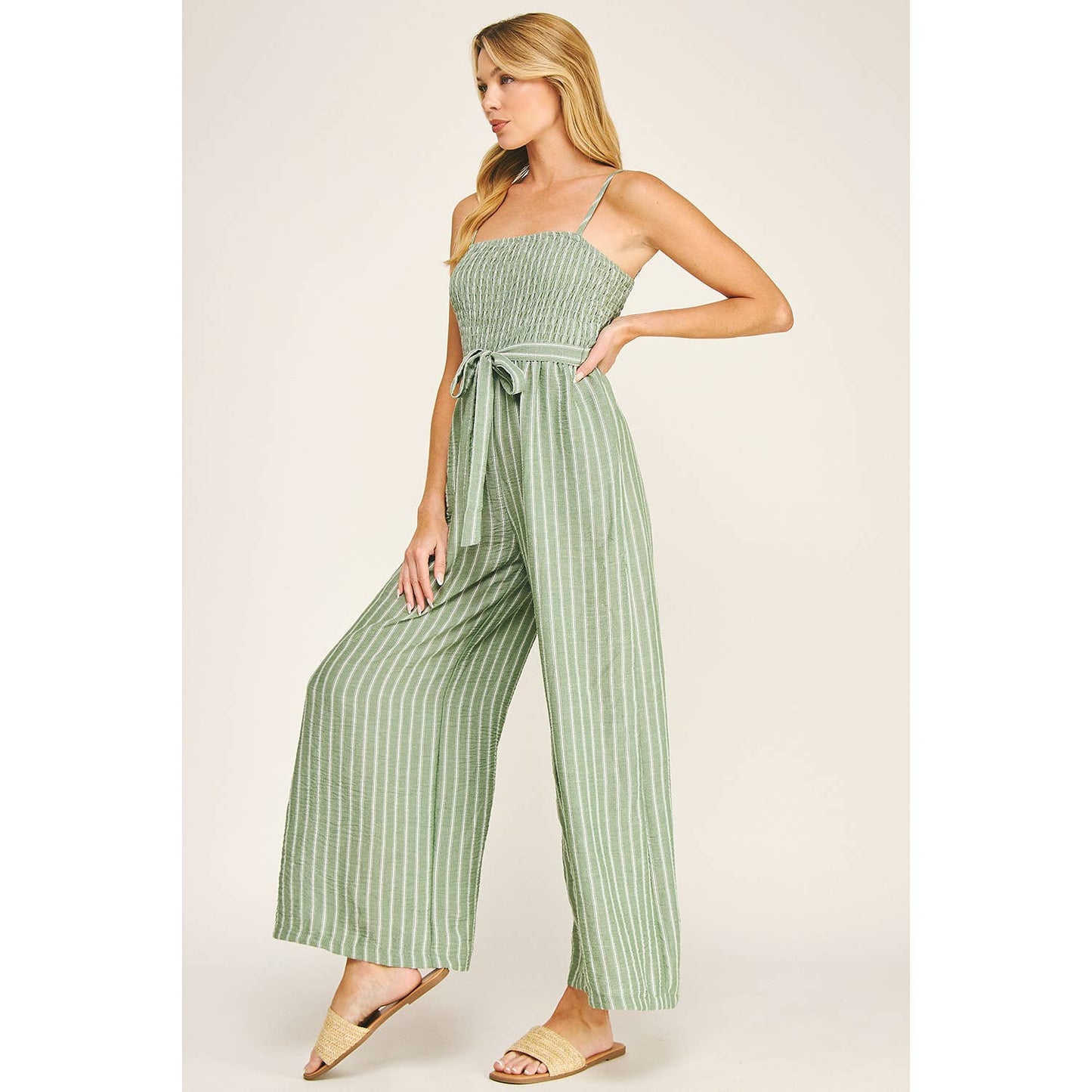 Coastal Stripe Smocked Jumpsuit