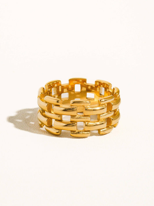 Roxie Gold Braided Chain Ring