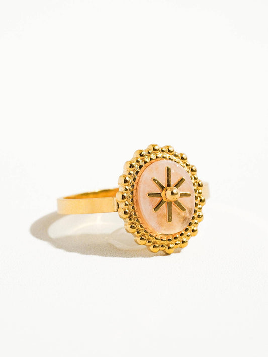 Gold Adjustable Round Stone Ring