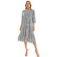 STRIPE FLORAL PEASANT MIDI DRESS