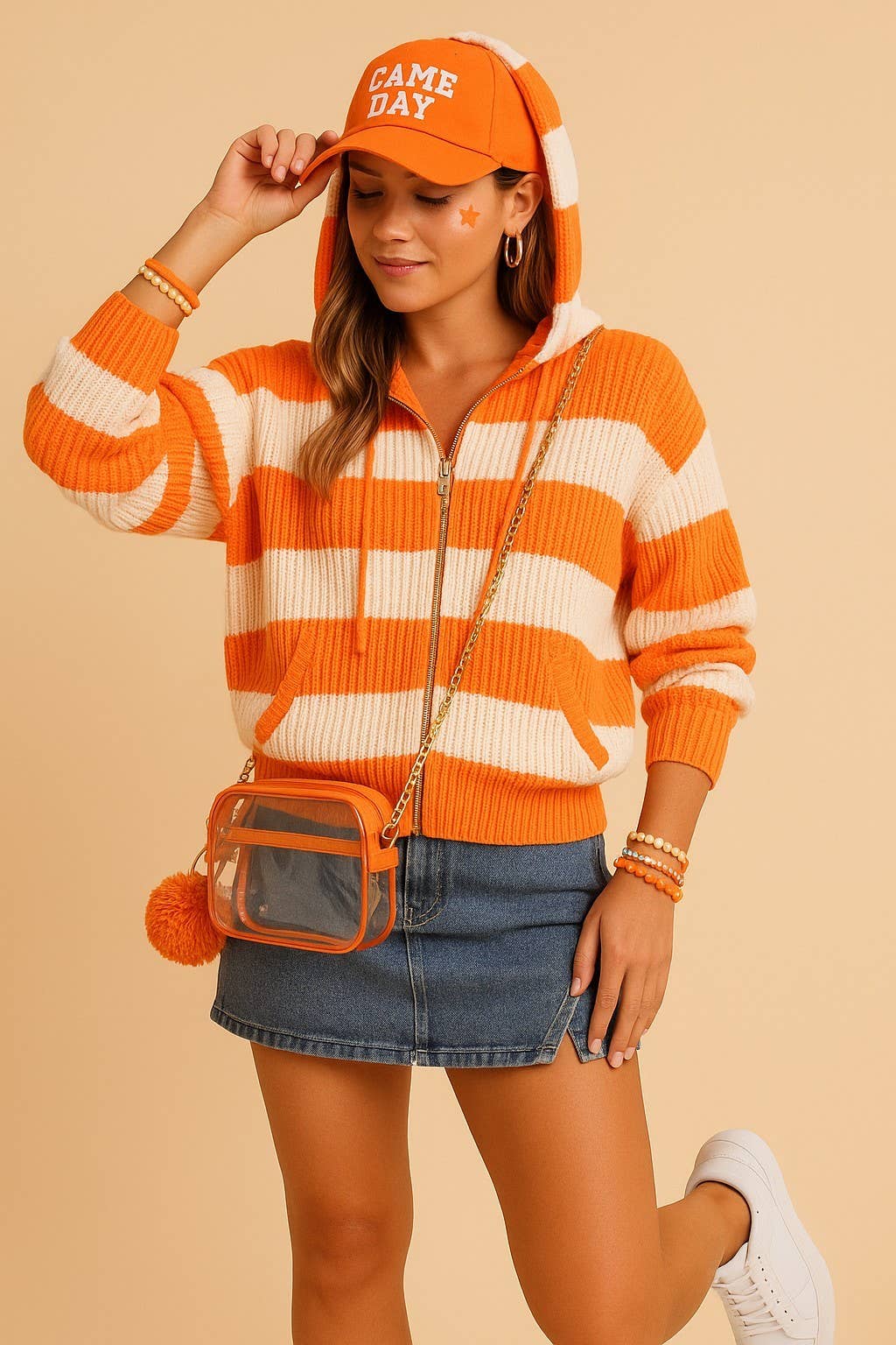 Zip Up Cable Knit Hoodie