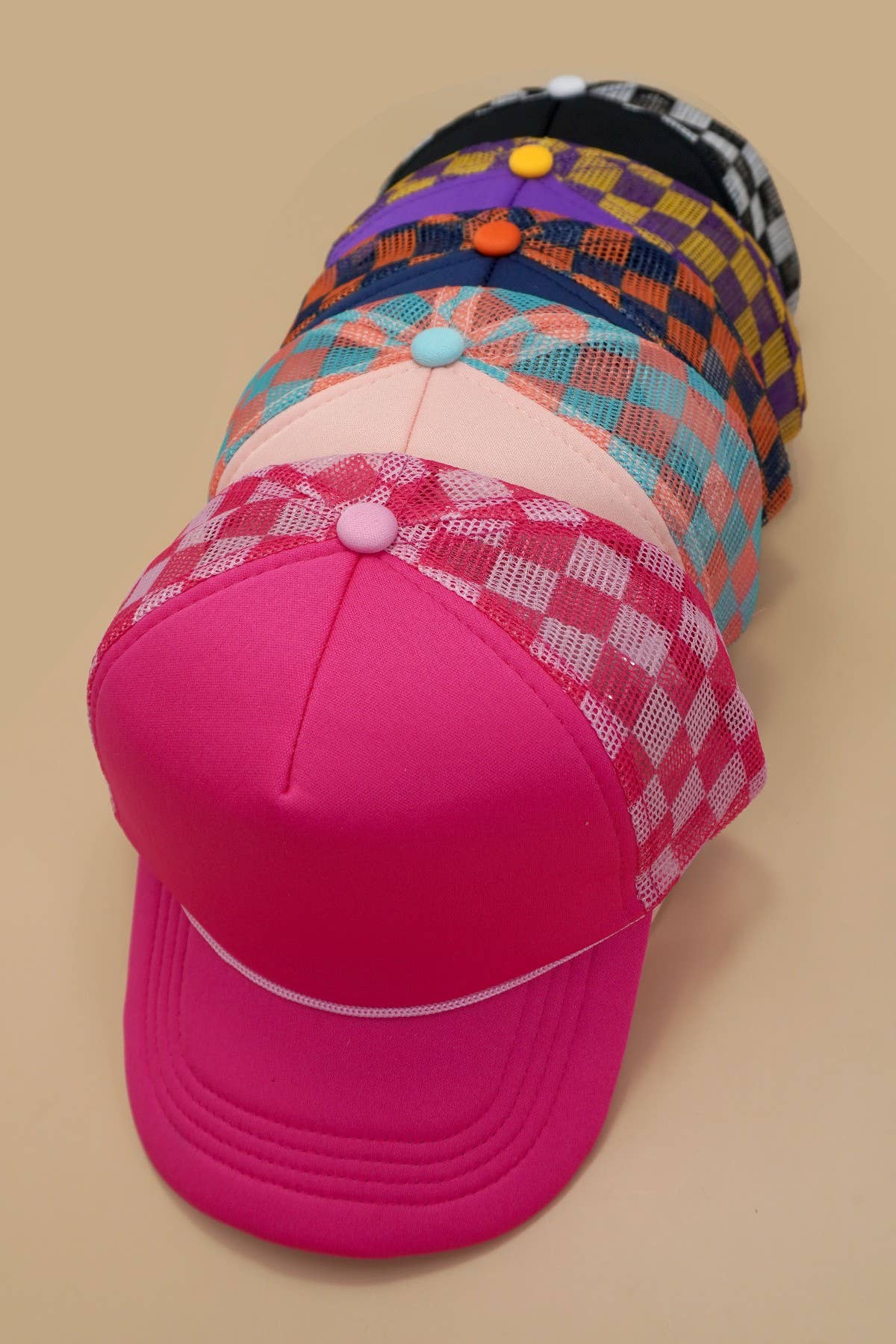 TRUCKER HAT CHECKER FOAM FRONT MESH BACK CAP