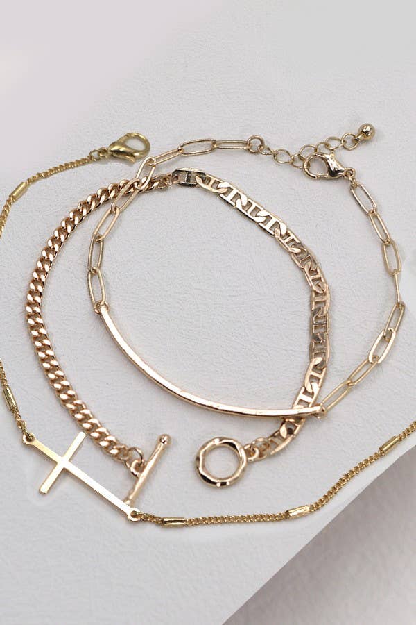 Trio Bar Cross Bracelet