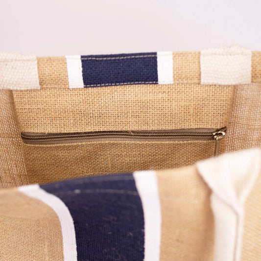 Fleming Tote   Natural/Navy   16x13.5x5.5