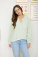 Split Neck Long Sleeve Ribbed Tee