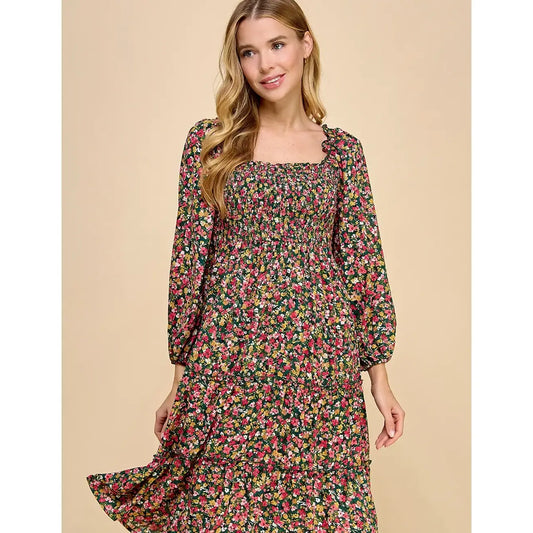 TIERED DRESS W/SMOCKING & LONG SLEEVE A450877M68