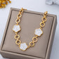 Enamel Quatrofoil Link Toggle Bracelet