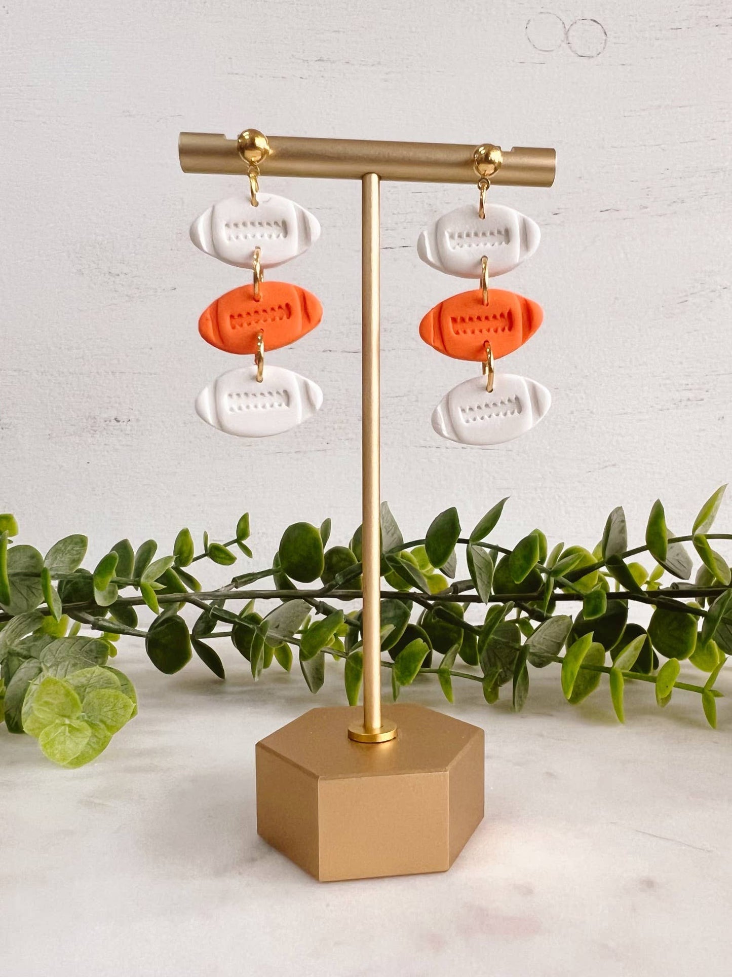 Orange and White Earrings | Football, Game Day, Jewelry