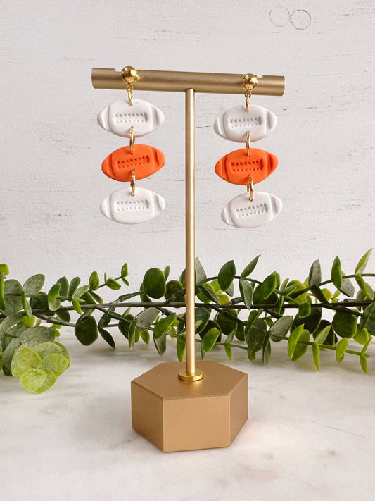 Orange and White Earrings | Football, Game Day, Jewelry