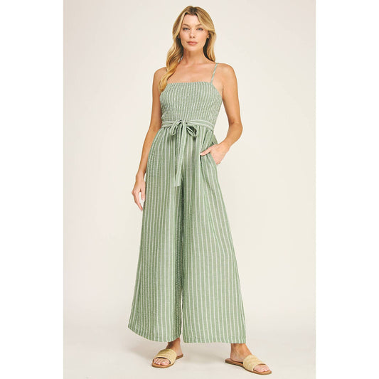 Coastal Stripe Smocked Jumpsuit