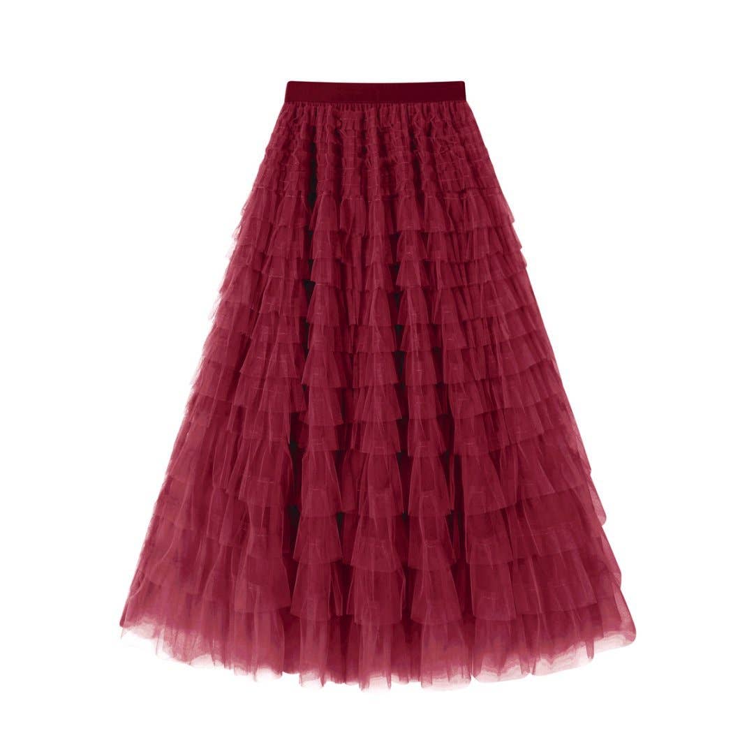 Mesh Tiered Skirt