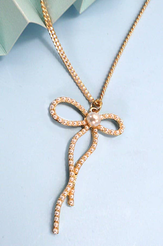 Pearl Bow Pendant Necklace