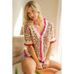 LEOPARD PATTERNED RUFFLED DETAIL BUTTON CARDIGAN