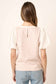 Striped Balloon Sleeve Top