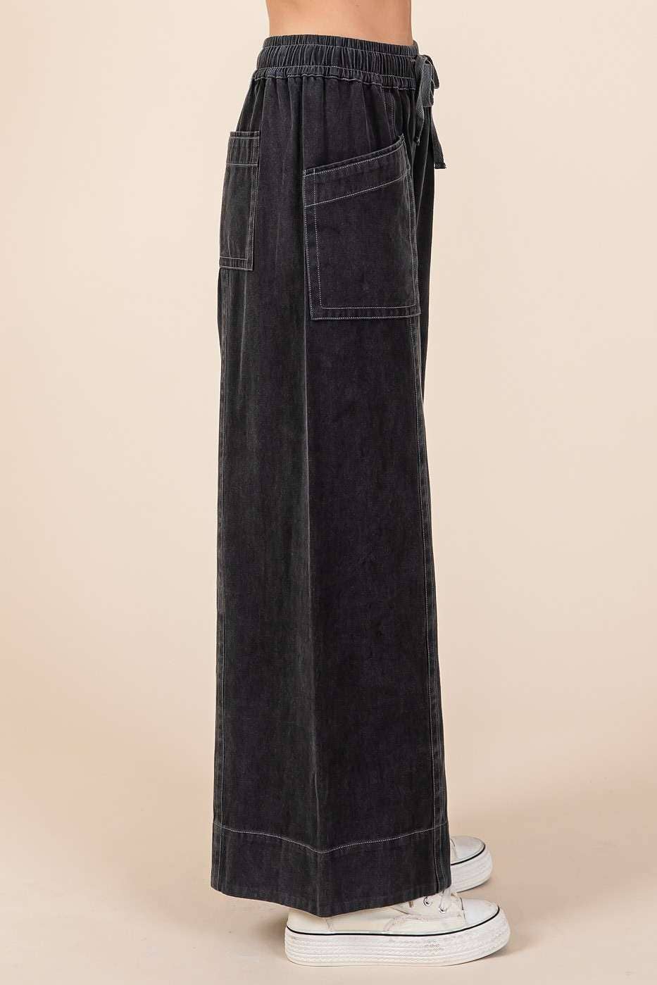 Mineral Wash Wide Leg Pants