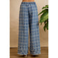 Frayed Detail Plaid Wide Leg Jeans