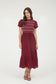 CONTRAST SMOCKED DETAIL PUFF SLEEVE MIDI DRESS