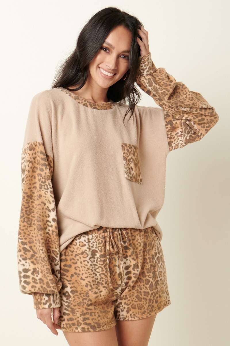 MIX MEDIA LEOPARD PRINT LOUNGE SETS