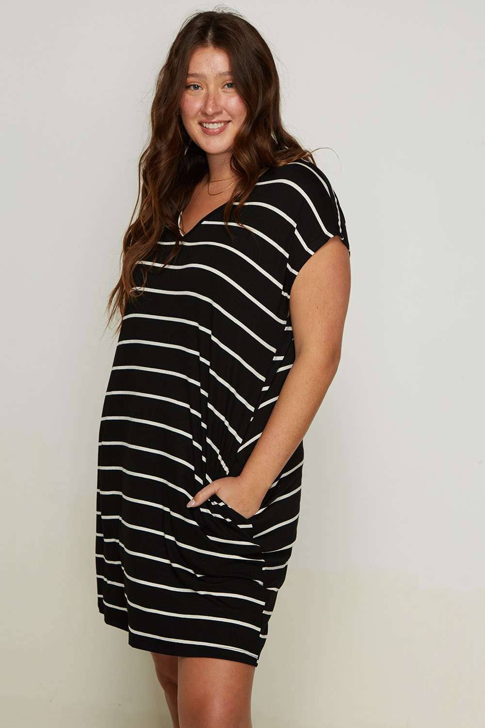 Curvy Stripe Tee Dress
