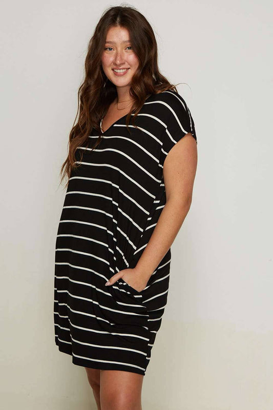 Curvy Stripe Tee Dress
