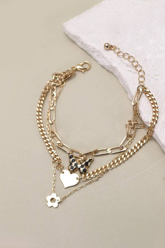Multi-Layer Butterfly Heart Bracelet