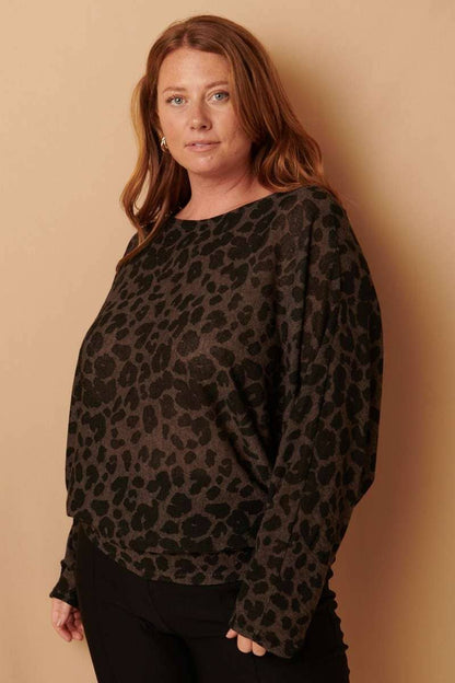 PLUS ANIMAL PRINT BOATNECK