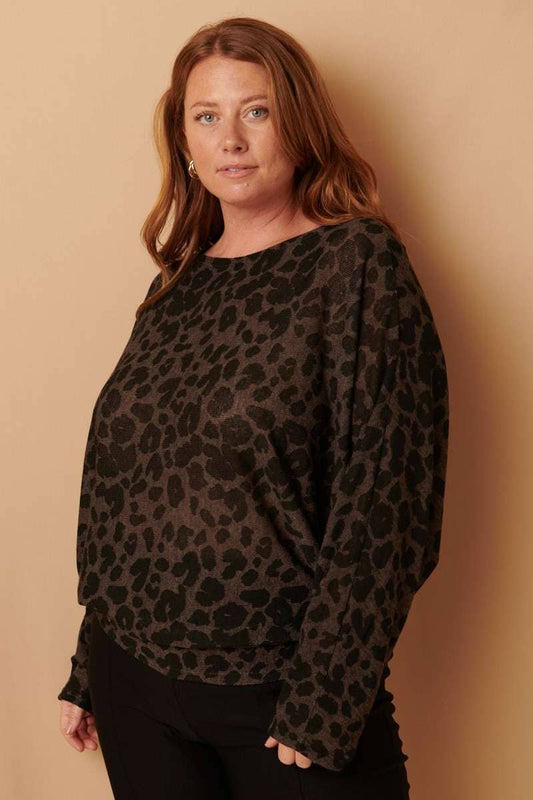 PLUS ANIMAL PRINT BOATNECK