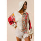 Knit and Print Mixed Hoodie