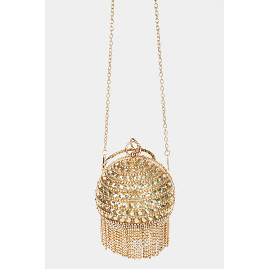 Rhinestone Ball Fringe Handbag