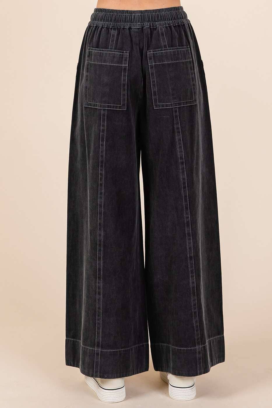 Mineral Wash Wide Leg Pants