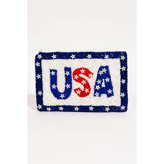 USA Beaded Rectangle Coin Purse
