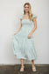 Stripe Floral Pattern Smocked Tiered Mini Dress