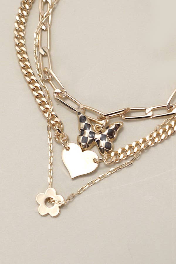 Multi-Layer Butterfly Heart Bracelet