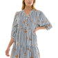 STRIPE FLORAL PEASANT MIDI DRESS
