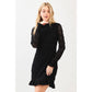 Ruffle Lace Mock Neck Long Sleeve Mini Dress